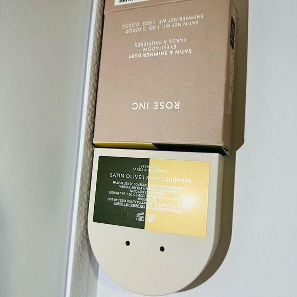 ROSE INC Satin & Shimmer Duet Powder & Cream Eyeshadow Satin Olive Khaki Shimmer - Picture 6 of 9